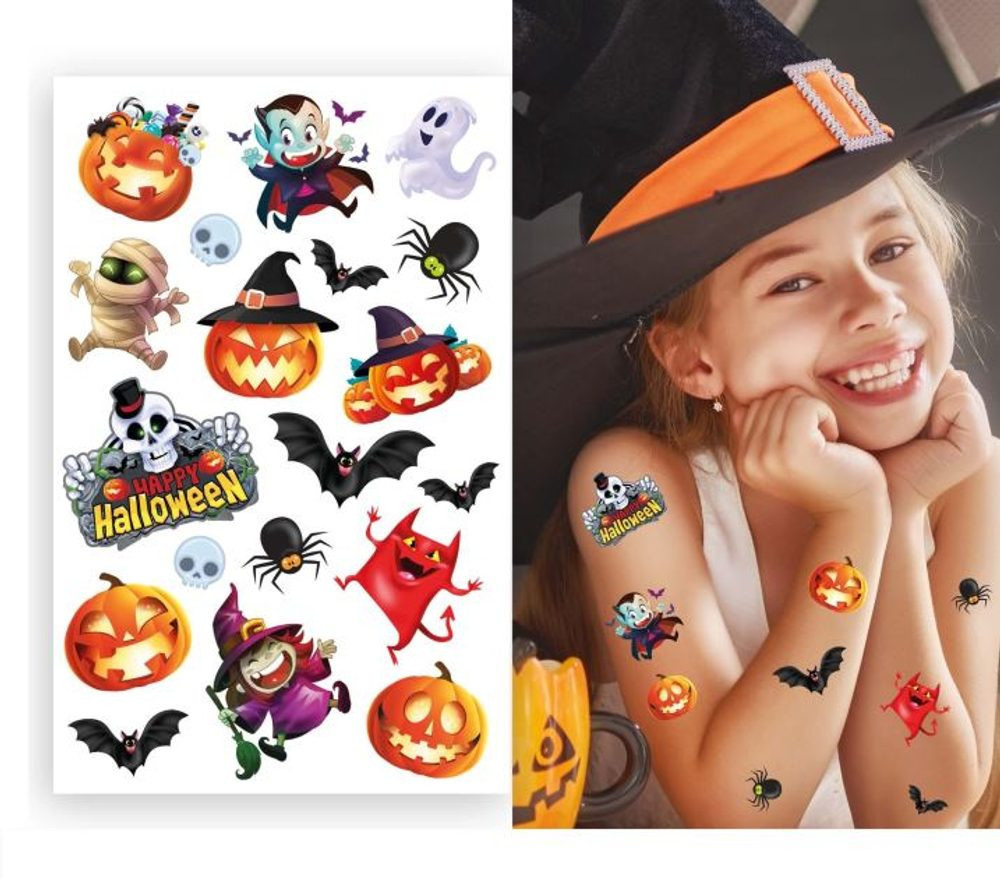 Dočasné tetování dětské - Happy Halloween - 19 ks - GUIRCA