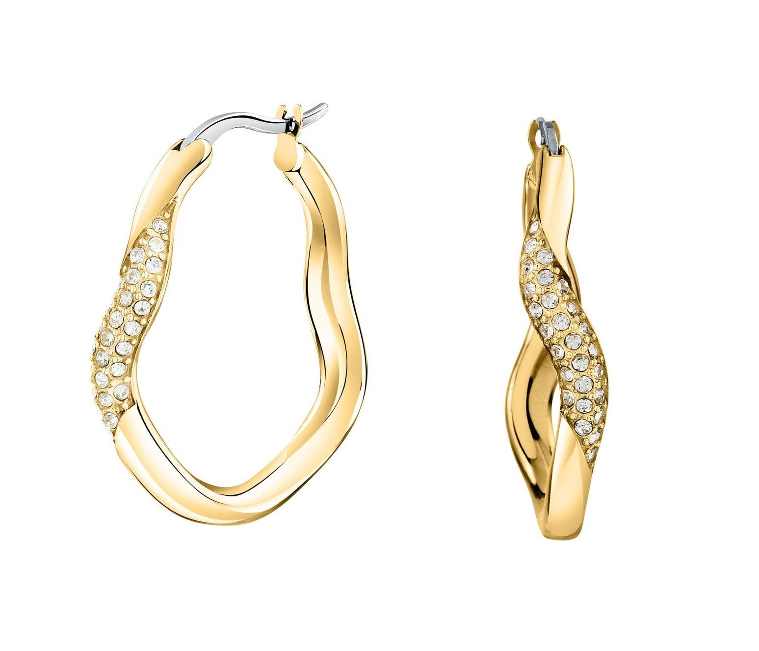 Morellato Pozlacené vlnité náušnice s krystaly Design SAYP08