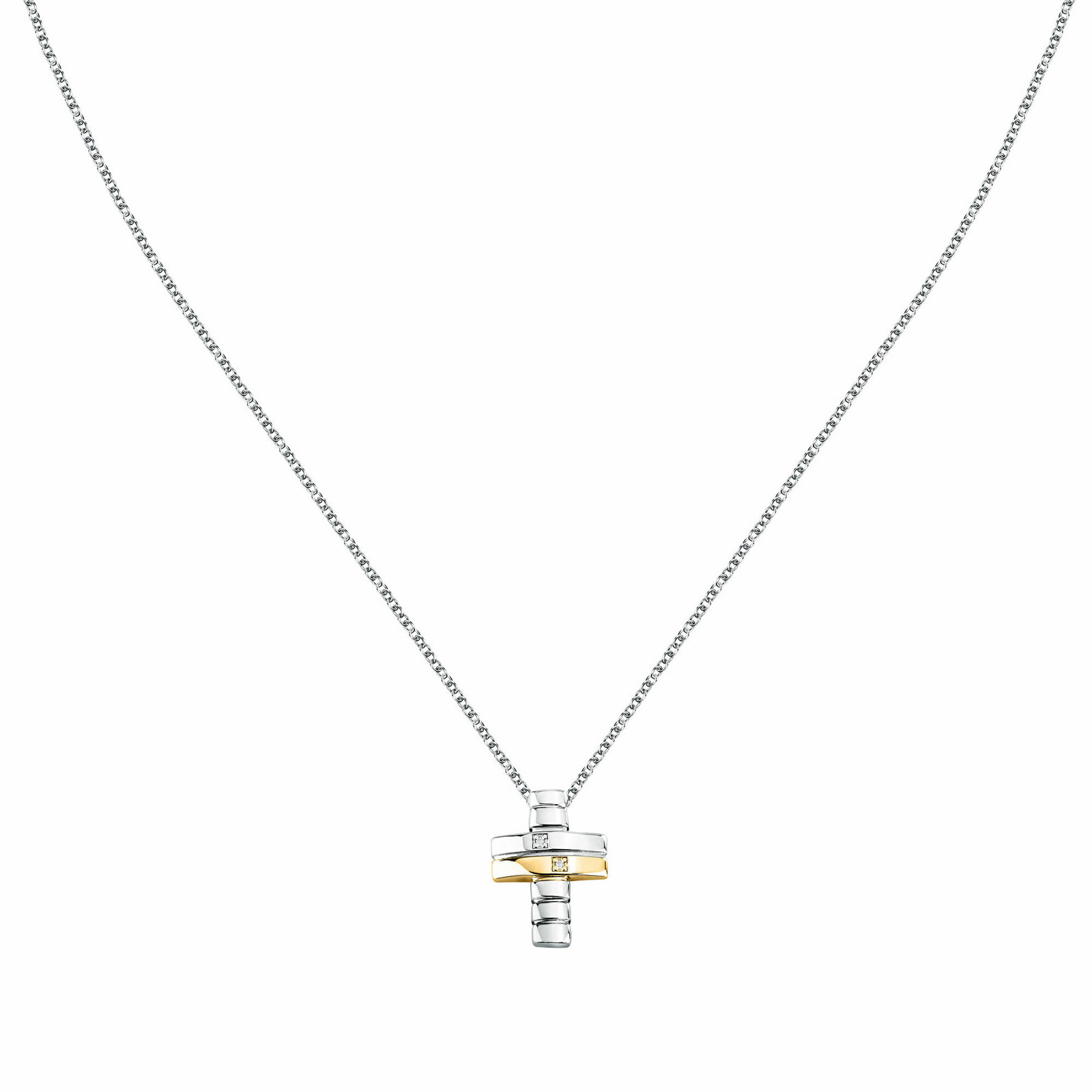 Morellato Náhrdelník z recyklovaného stříbra s diamanty Křížek Diamonds SAYE02