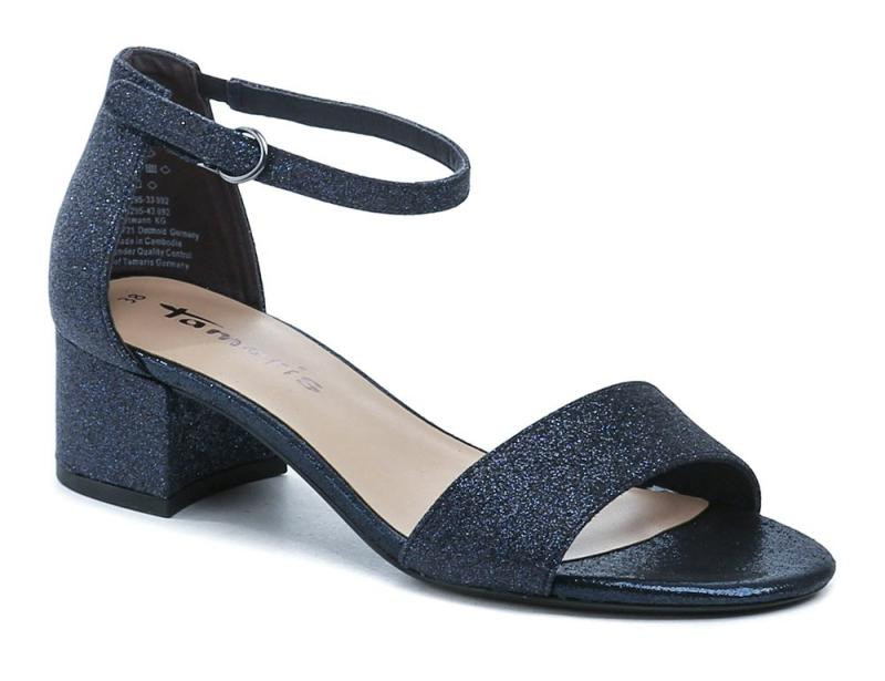 Tamaris 1-28295-42 navy glam dámské sandály na podpatku