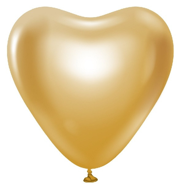 Balónky latexové, platinové zlaté srdce 30 cm 6 ks