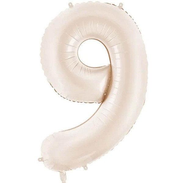 Balónek fóliový číslo 9 světle teplá béžová 86 cm