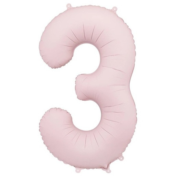 Balónek fóliový číslo 3 světle růžová 86 cm