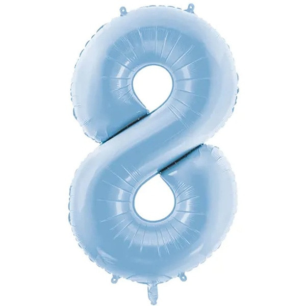 Balónek fóliový číslo 8 mlhavě modrá 86 cm