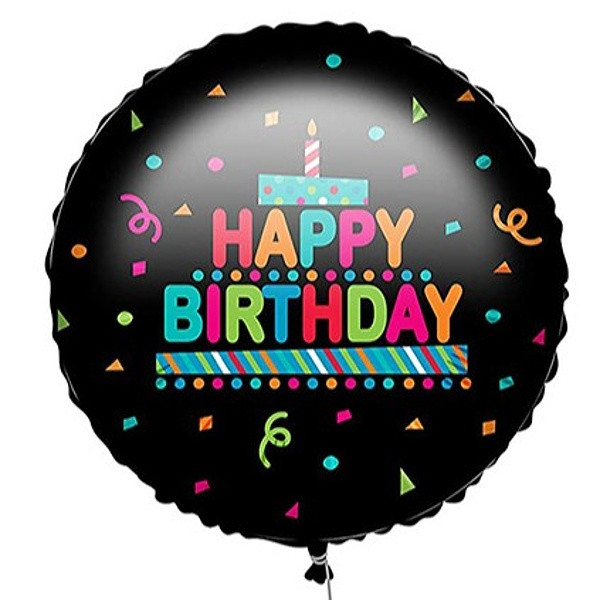 Balónek fóliový Happy Birthday s konfetami 46 cm