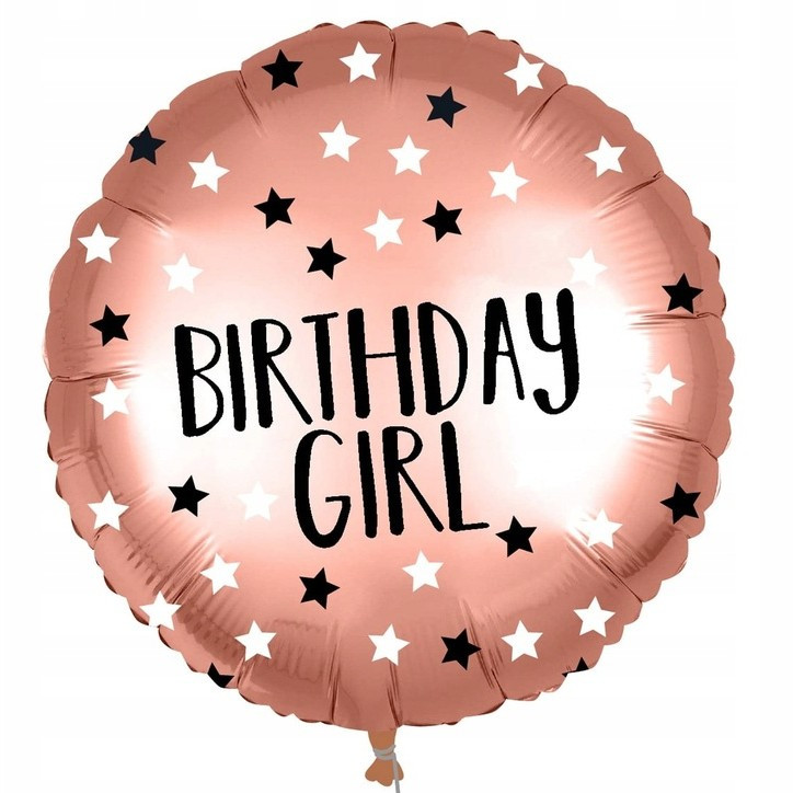 Balónek fóliový Birthday Girl růžovozlatý 46 cm