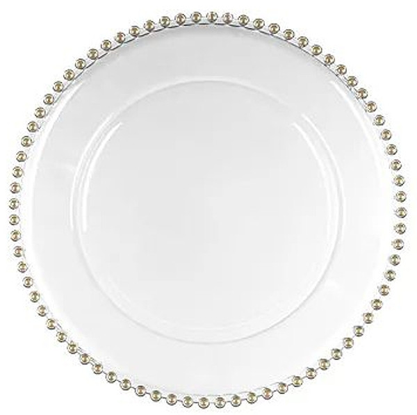 Talíř bílý s perličkami po obvodu 32 cm 1 ks