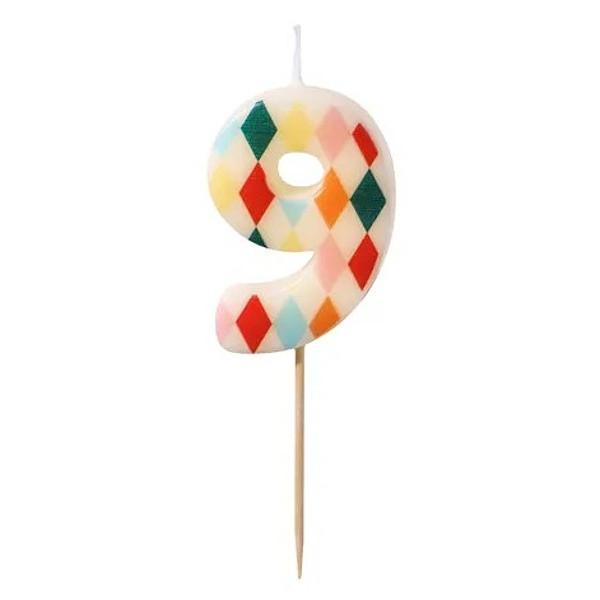 Svíčka narozeninová cirkus číslo 9, 5,5cm