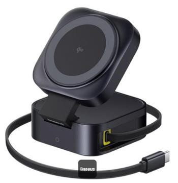 Bezdrátová nabíječka 2v1 Baseus PicoGo Series Qi2 67W kompatibilní s MagSafe černá
