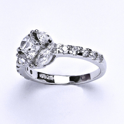 Stříbrný prsten, prsten ze stříbra, syntetický zirkon, váha 3,09 g, vel.54