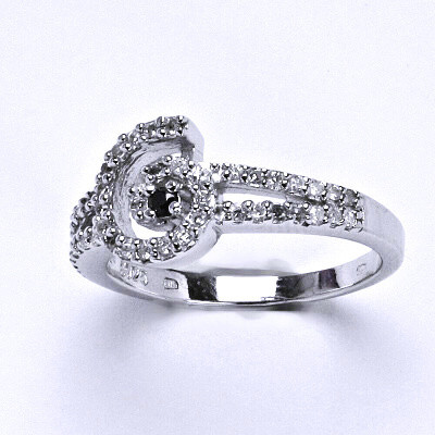 Stříbrný prsten, prsten ze stříbra, syntetický čirý zirkon, váha 3,8 g, vel.57