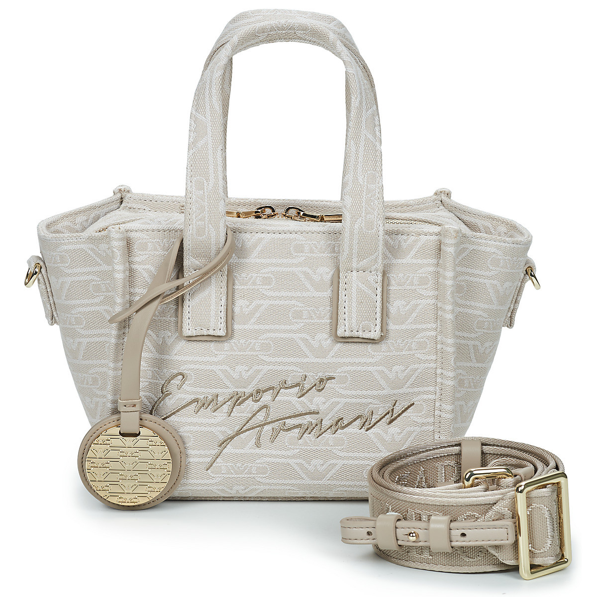 Emporio Armani  TOTE M CANVAS JAQUARD MONOGRAM  Béžová