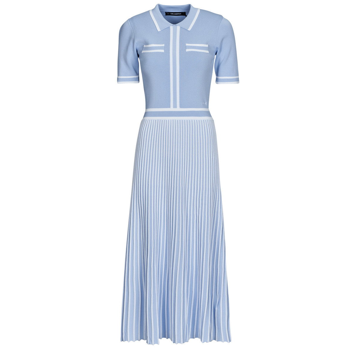 Karl Lagerfeld  PLEATED KNIT DRESS  Modrá