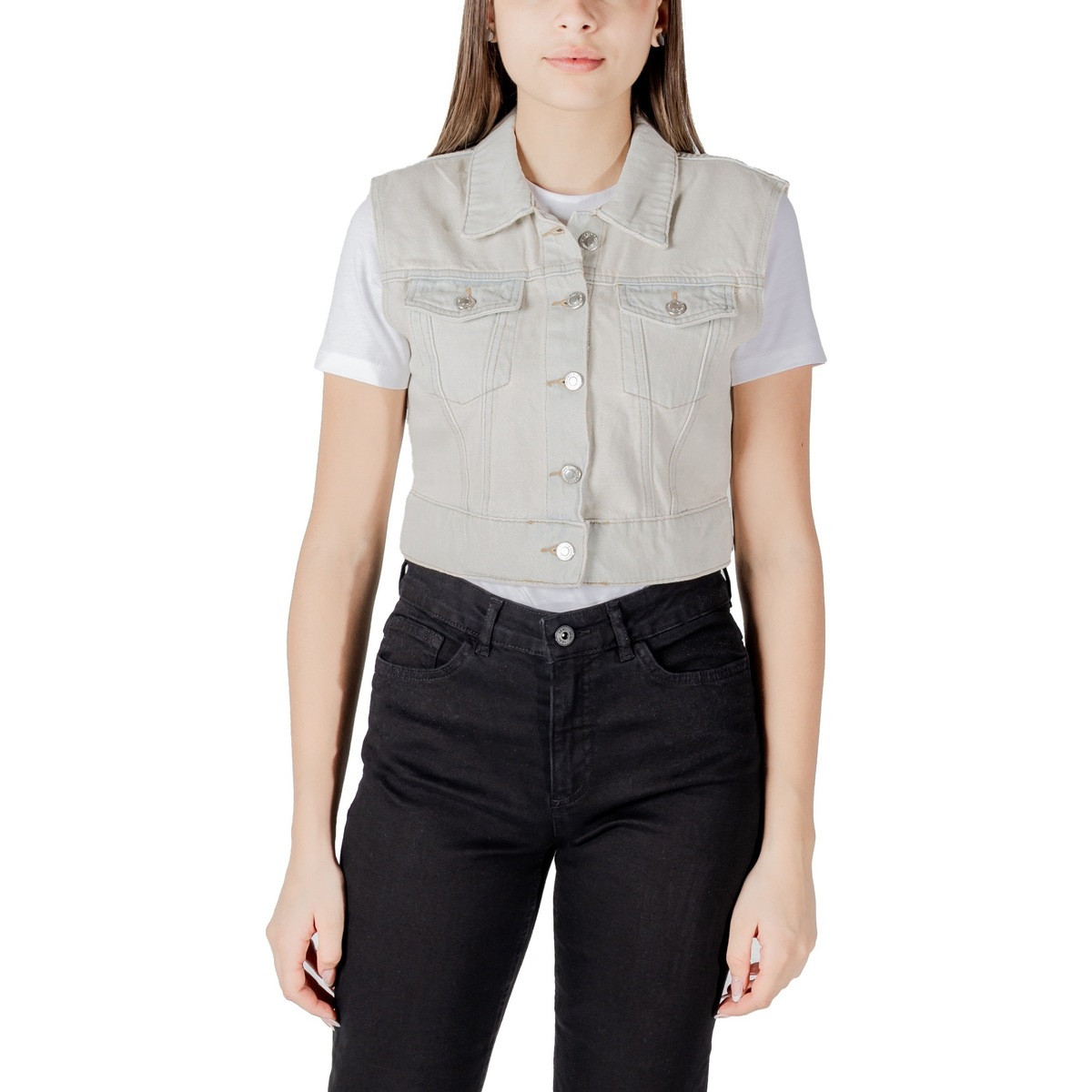 Only  Onlbeverly Vest Tint Bleach Dnm Red Tai 15341352  Modrá