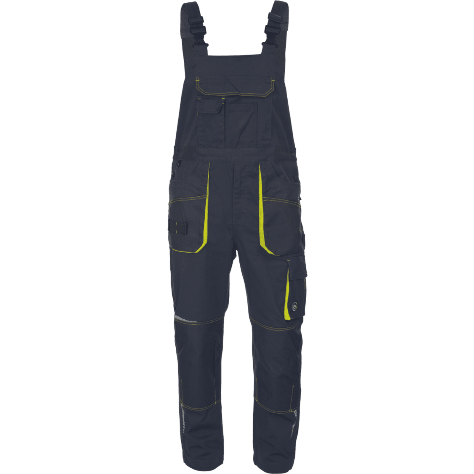 Cerva EMERTON STRETCH Kalhoty pracovní s laclem černá/žlutá 44