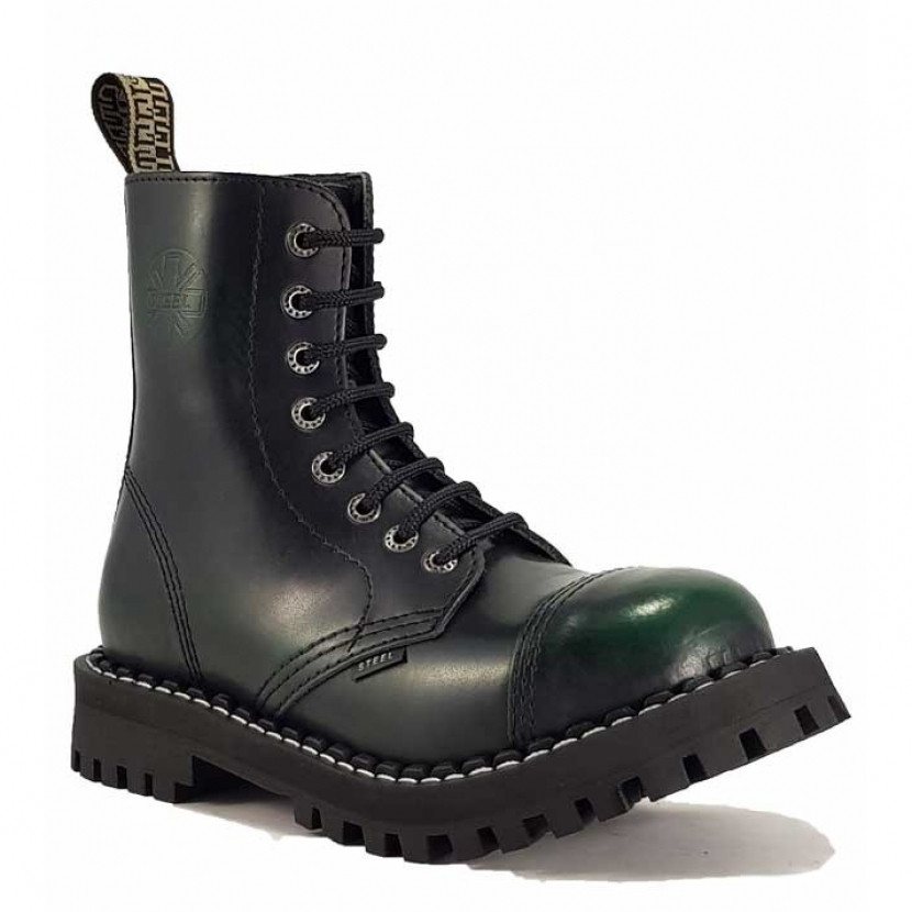 Boty Steel 8-dírkové - zelené stírané, 40