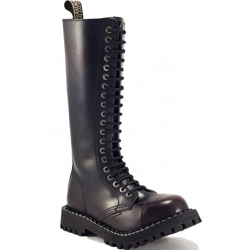 Boty Steel 20-dírkové - bordové stírané, 37