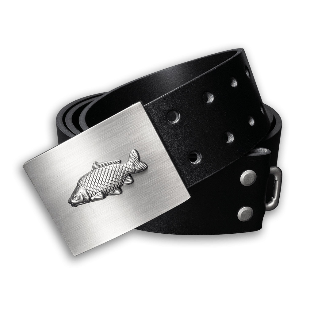 Opasek kožený rybářský Kapr 4,5 cm - černý, 100