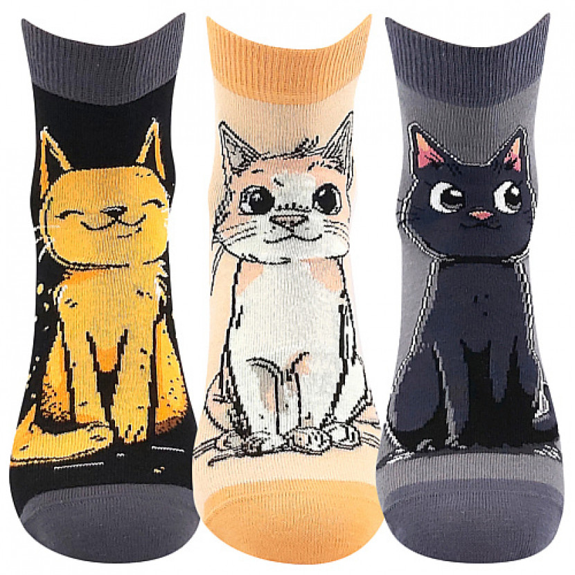Ponožky vtipné Boma Micka 3 páry (černé, oranžové, šedé), 35-38
