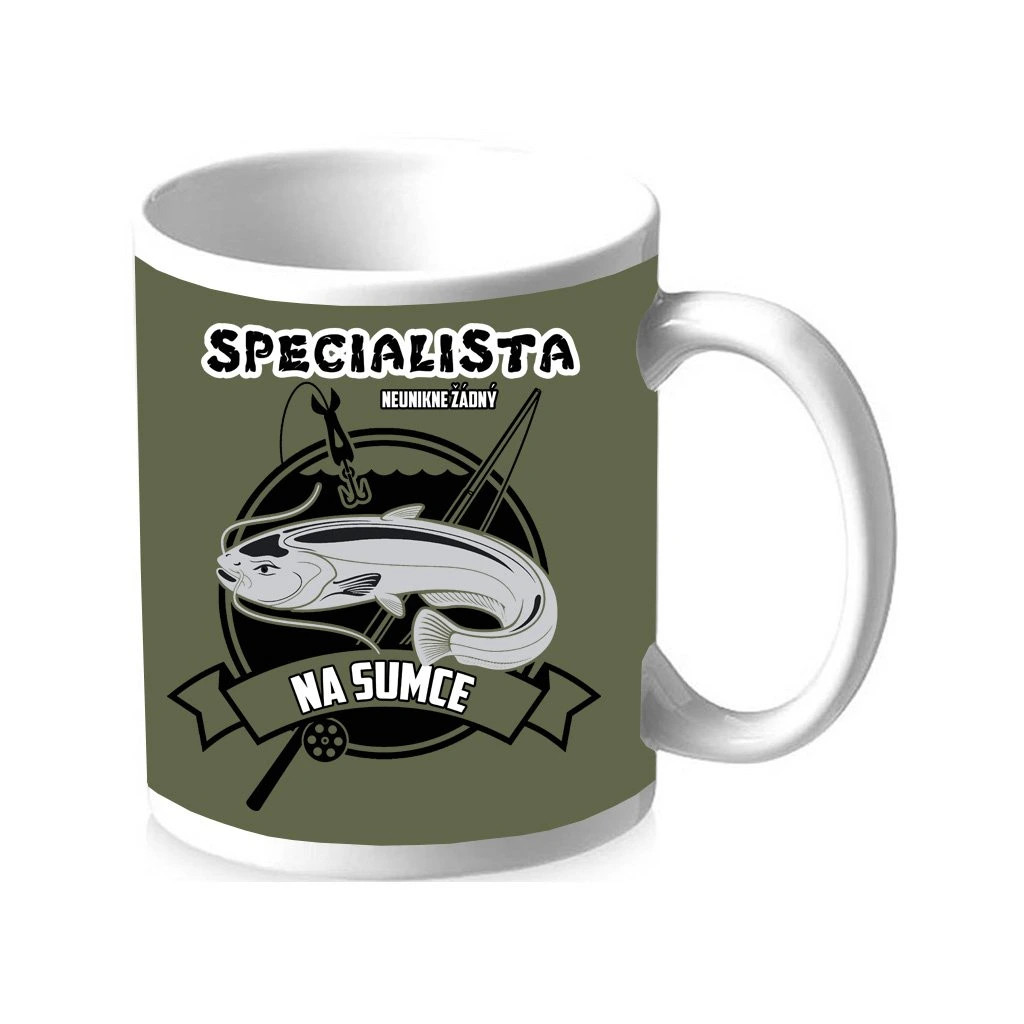 Hrnek Striker Specialista na sumce - olivový-bílý