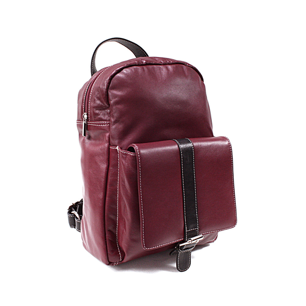 Kožený batoh Arwell 1717 - červený-černý