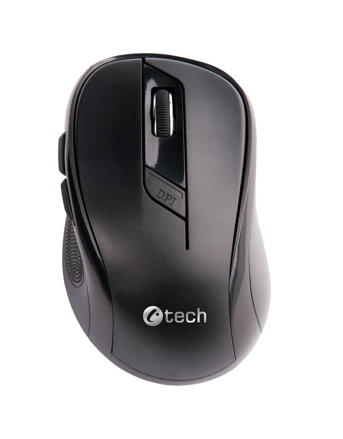 C-TECH Myš WLM-02/Ergonomická/Optická/Pro praváky/1 600 DPI/Bezdrátová USB/Černá