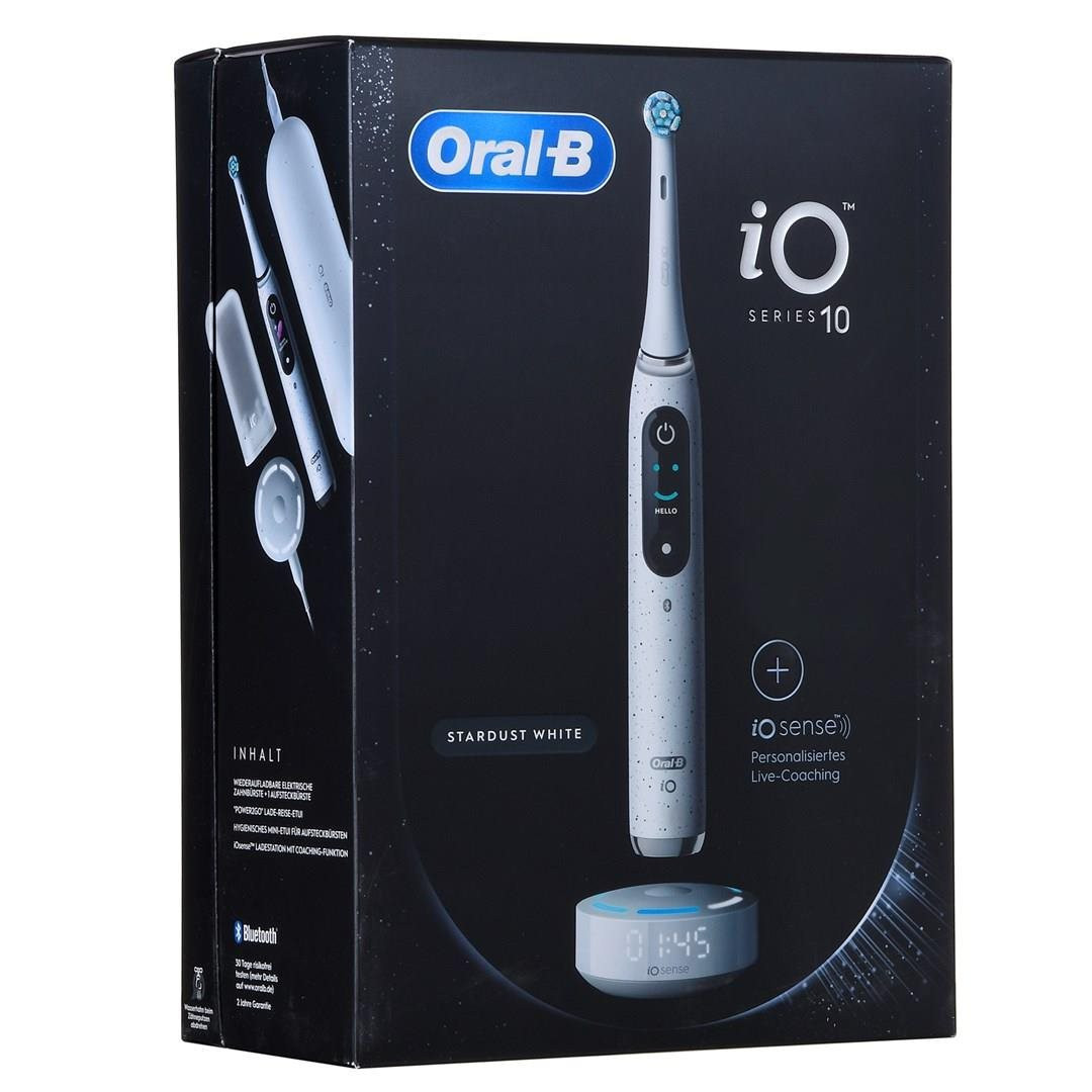 Oral-B iO 10 Stardust White elektrický zubní kartáček, magnetický, 7 režimů, displej, AI 3D sledování povrchu zubů, bílý