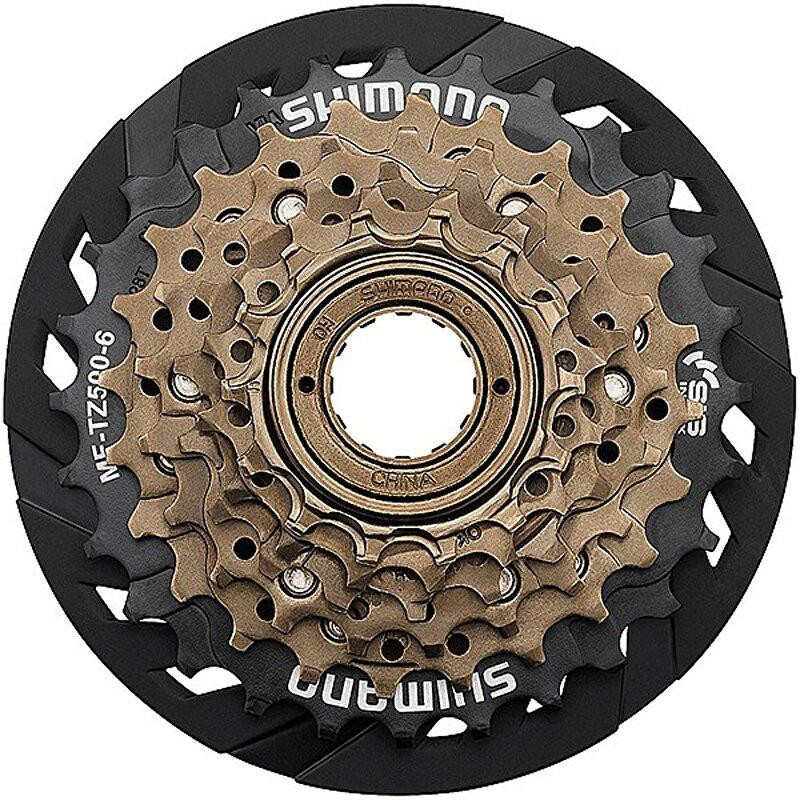 Shimano 7-kolo MF-TZ500 14-28 zubů, hnědé/černé, s krytem paprsků