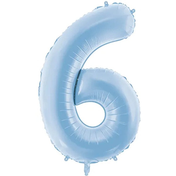 Balónek fóliový číslo 6 mlhavě modrá 86 cm
