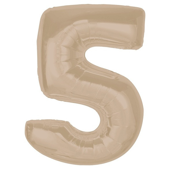 Balónek fóliový číslo 5 matný latte 92cm
