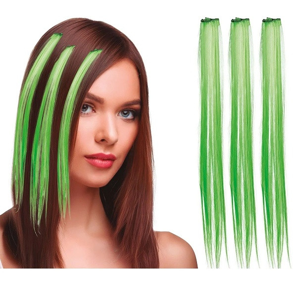 Příčesek do vlasů zelený 50 cm 3 ks