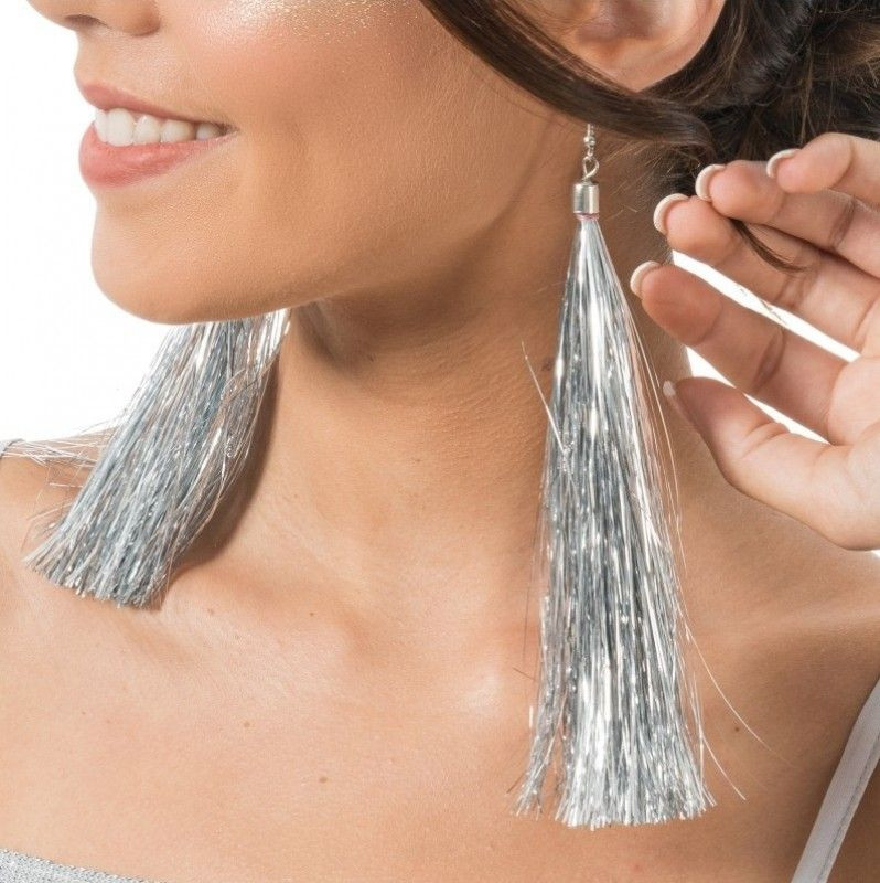 Náušnice z třásní stříbrné 17 cm