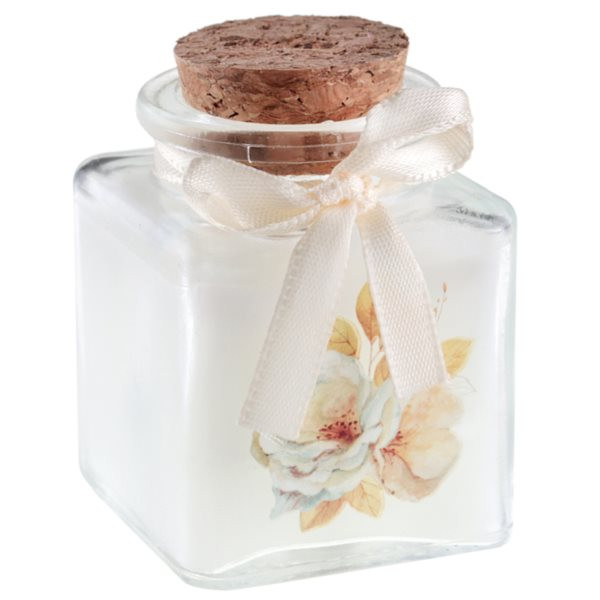 Svíčka bílá s korkem 4x4x6 cm