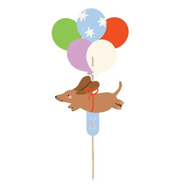 Zápich na dort Jezevčík s balónky 17 cm