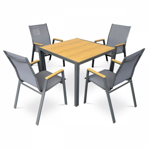 Zahradní stůl 90x90 deska polywood dekor dub šedá kovová konstrukce AZT-S1209 OAK Autronic