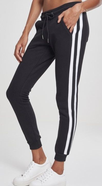 Černo / bílé dámské tepláky Urban Classics Ladies College Contrast Sweatpants M