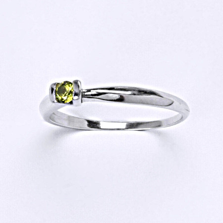 Stříbrný prsten se syntetickým zirkonem olivín, VR 35