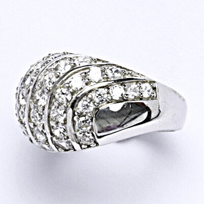 Stříbrný prsten s čírými zirkony,prsten ze stříbra,  9,96 g, vel. 60,5