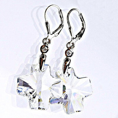 Stříbrné náušnice se Swarovski čirými krystaly,19 mm