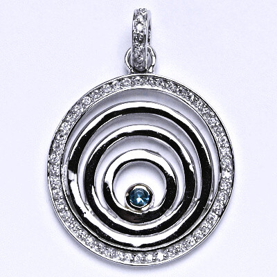 Stříbrný přívěsek s čirými zirkony a akvamarin,přívěsek ze stříbra,váha 7,92 g