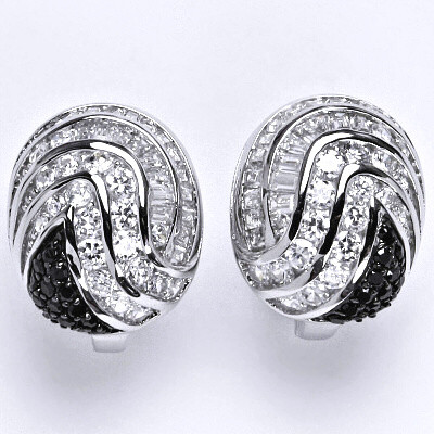 Stříbrné náušnice s čirými a černými zirkony,náušničky ze stříbra,váha 11,75 g