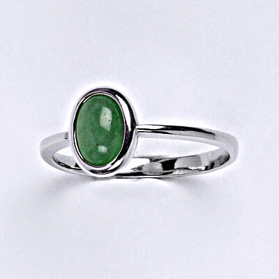 Stříbrný prsten s přírodním kamenem avanturin 7 x 5 mm, T 1354