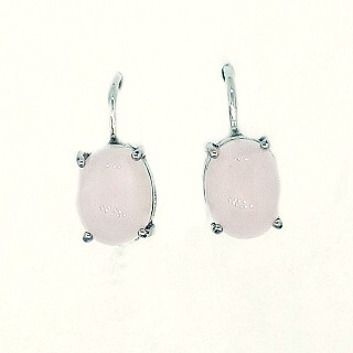 Stříbrné náušnice přírodní růženín mugle 9x7 mm -NK 1244