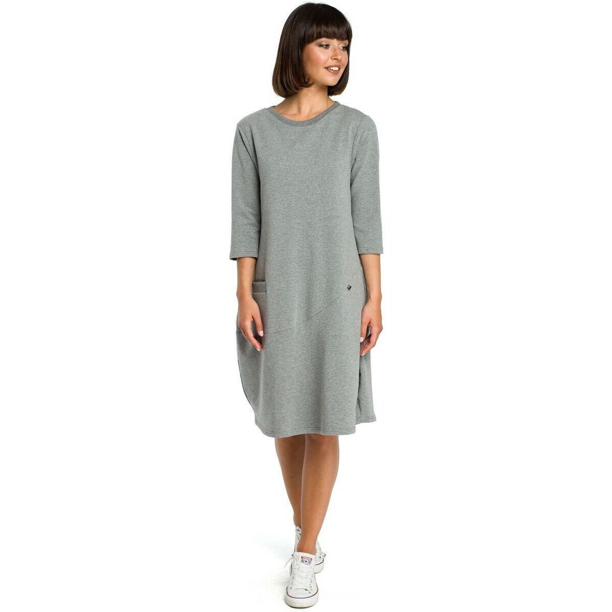 Bewear  Dámské midi šaty Czesl B083 šedá  Šedá