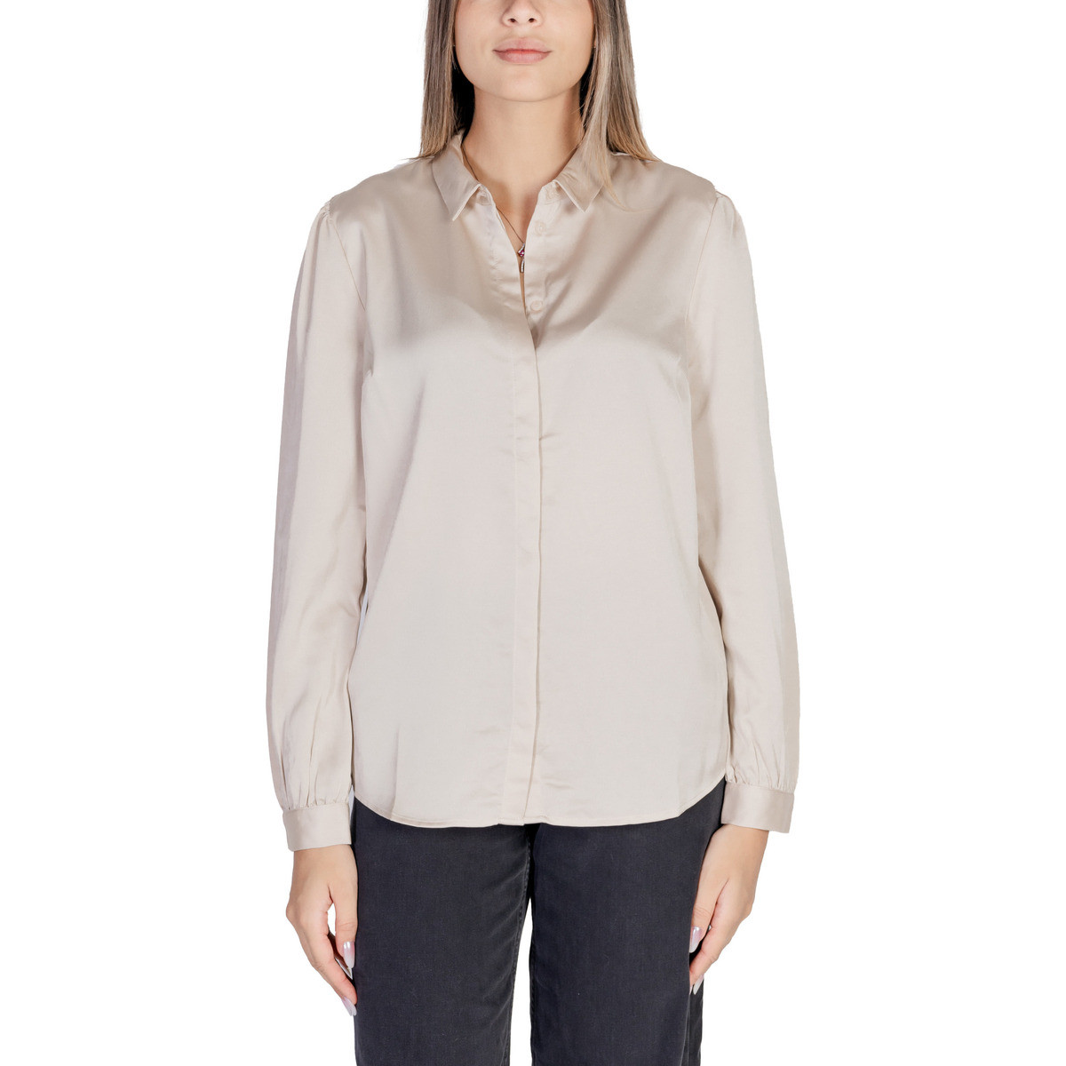 Vila  NOOS - VIELLETTE SATIN L/S SHIRT/SU - NOOS 14063320  Zlatá