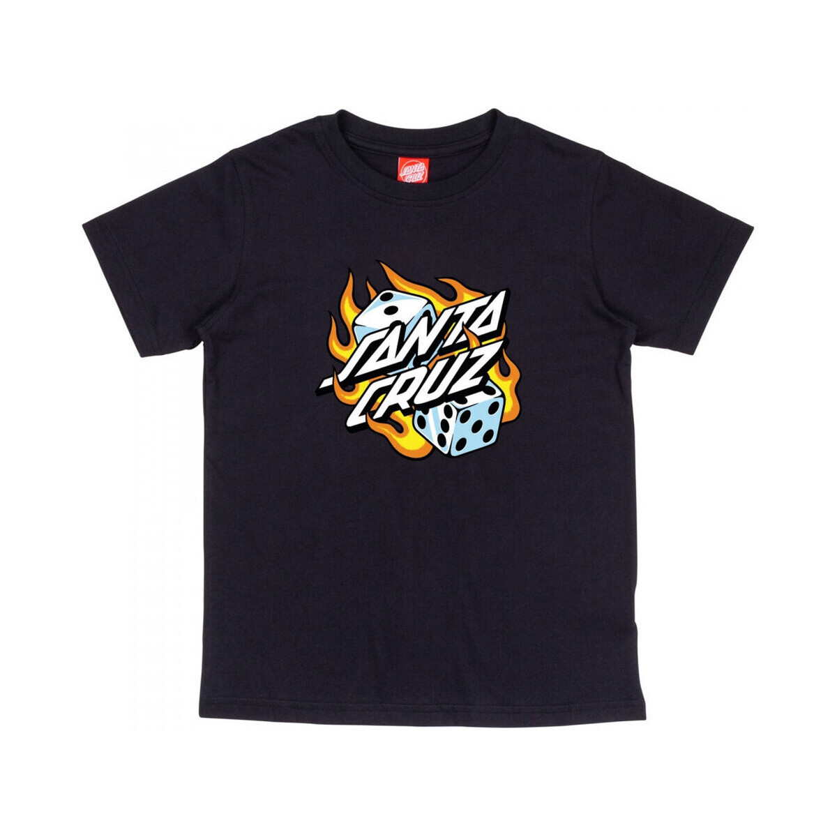 Santa Cruz  Youth flaming dice dot t-shirt  Černá