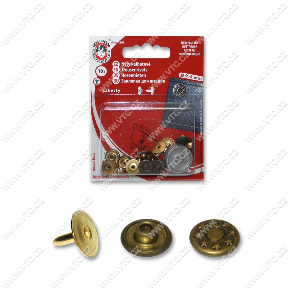 Druk riflový staromosaz blistr 10 ks - zlatý