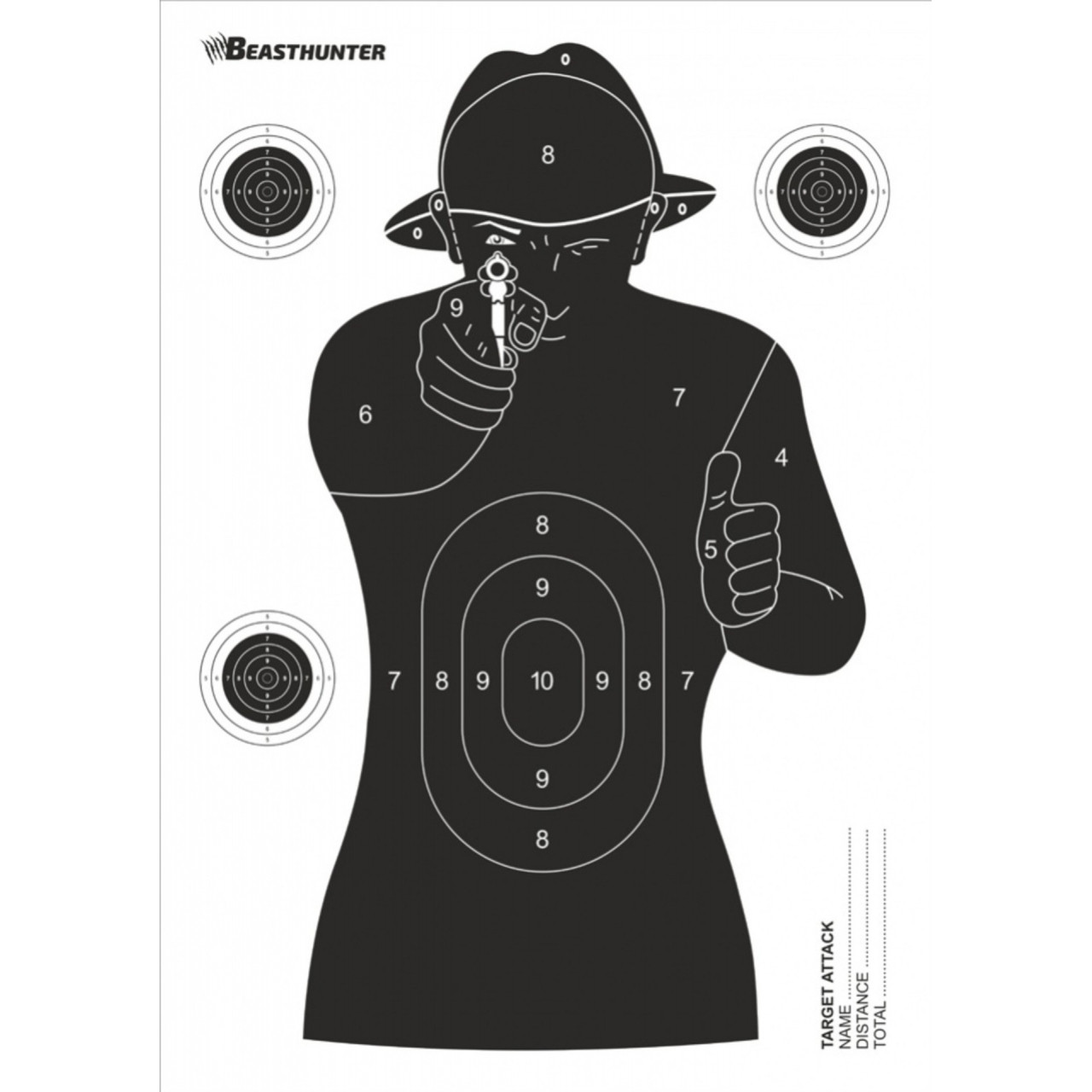 Terč silueta Beast Hunter Attack 10 ks - bílý-černý