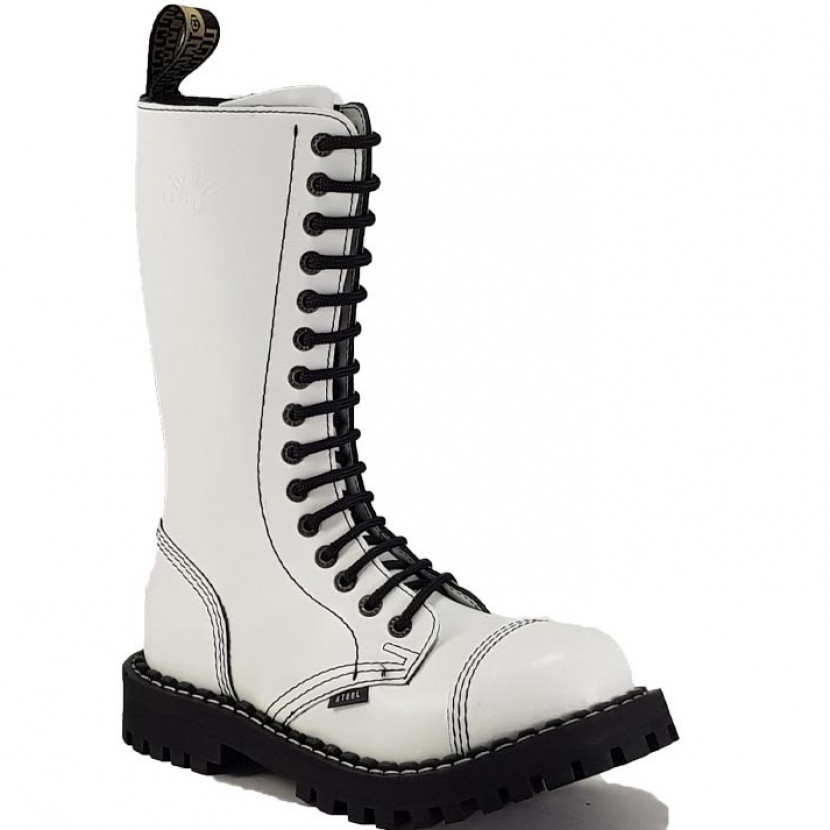 Boty Steel 15-dírkové - bílé, 38