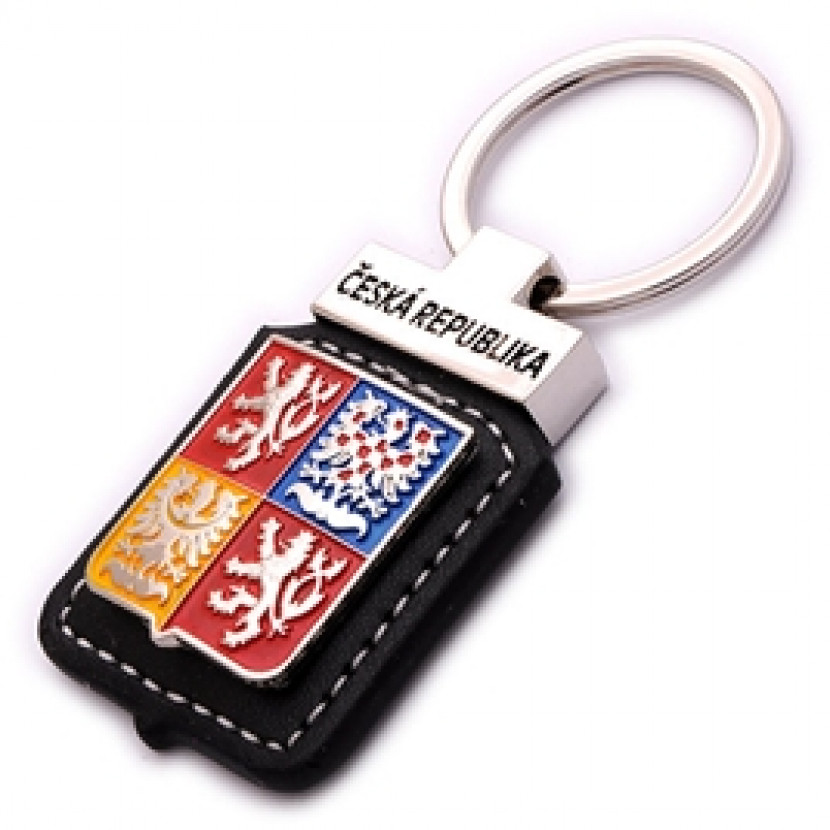 Klíčenka kožená státní znak ČR (Česká republika) - černá